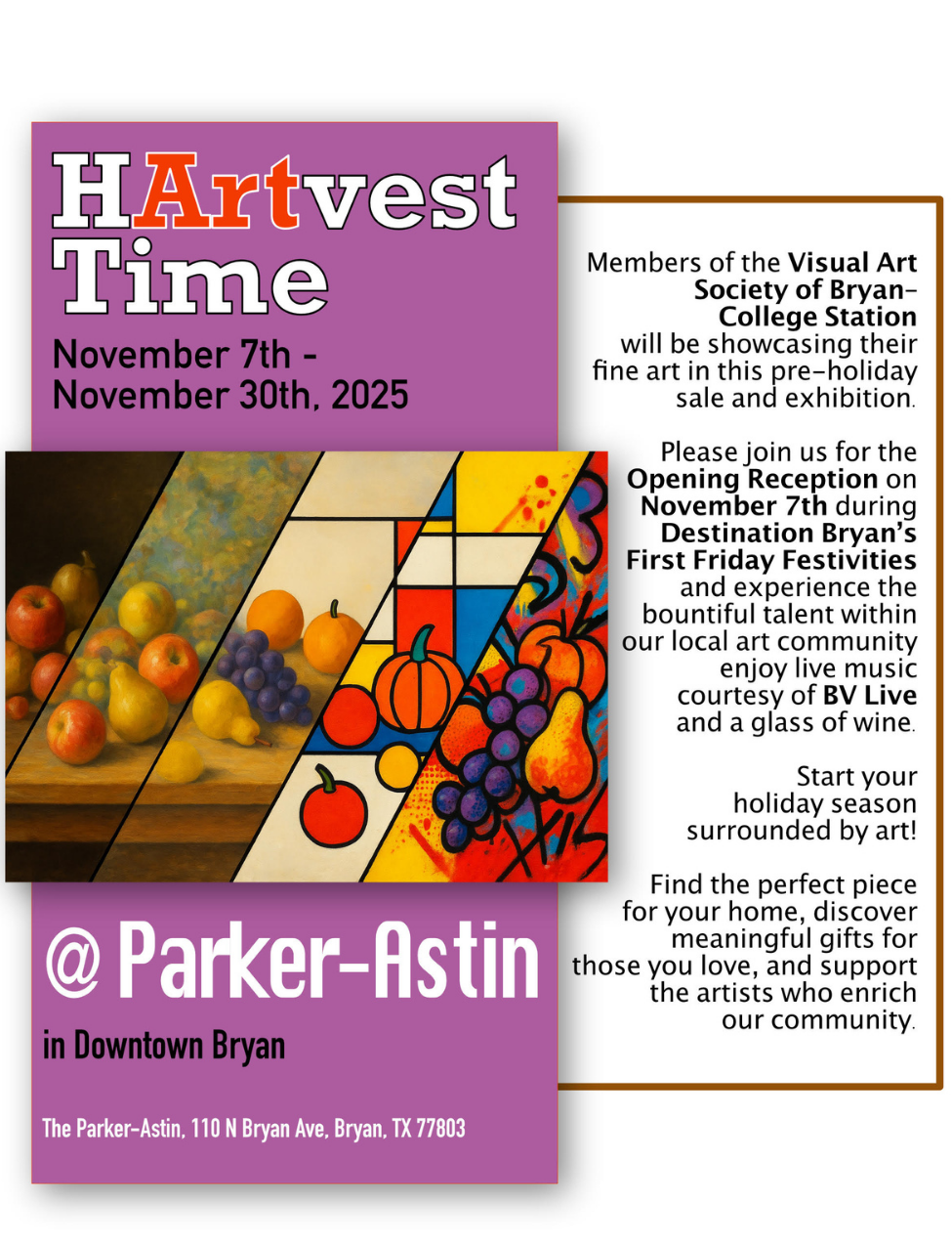 HArtvest Time Visual Arts Society in College Station, Texas