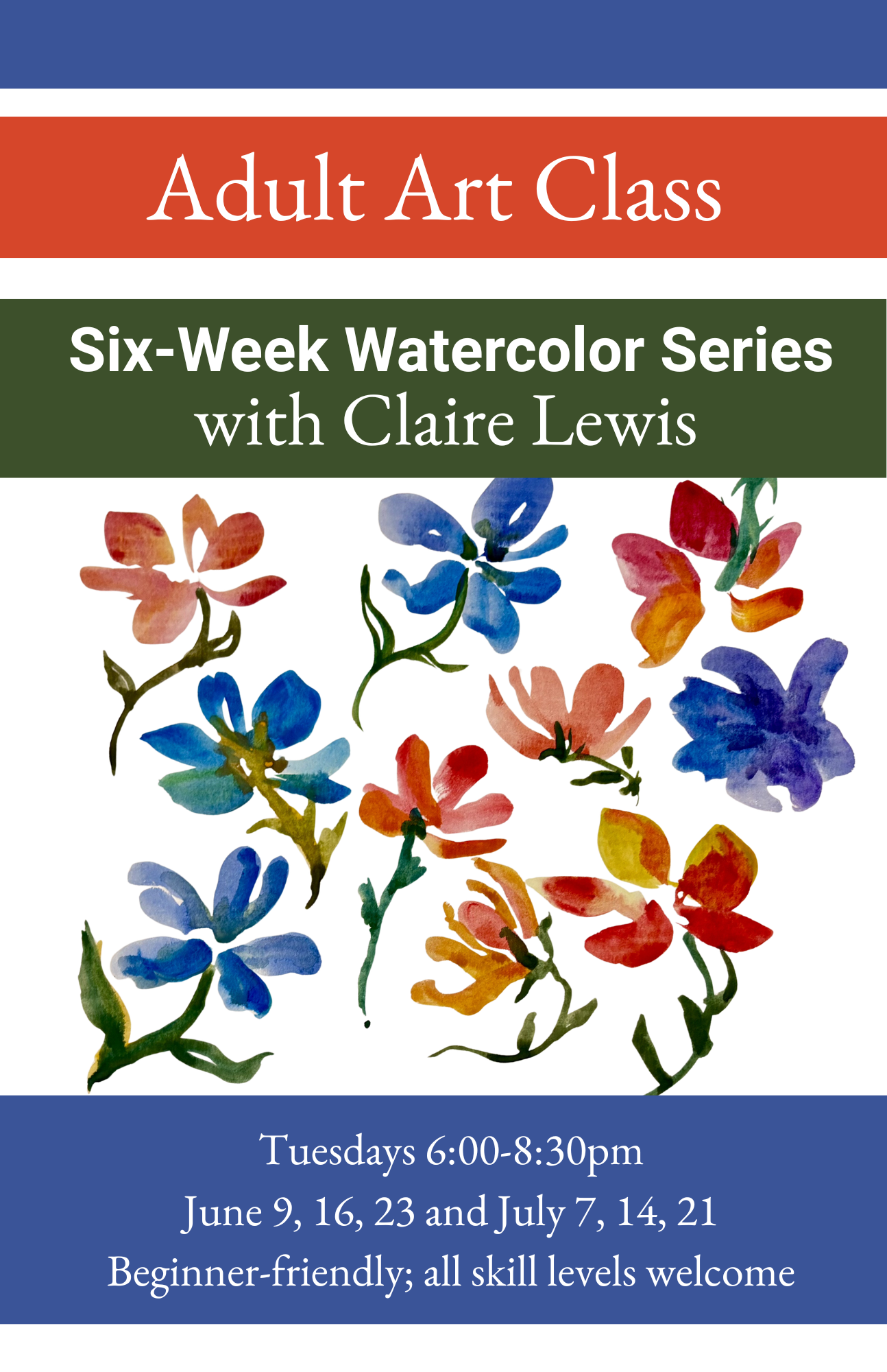 Adult Watercolor Series Summer Art Class in College Station